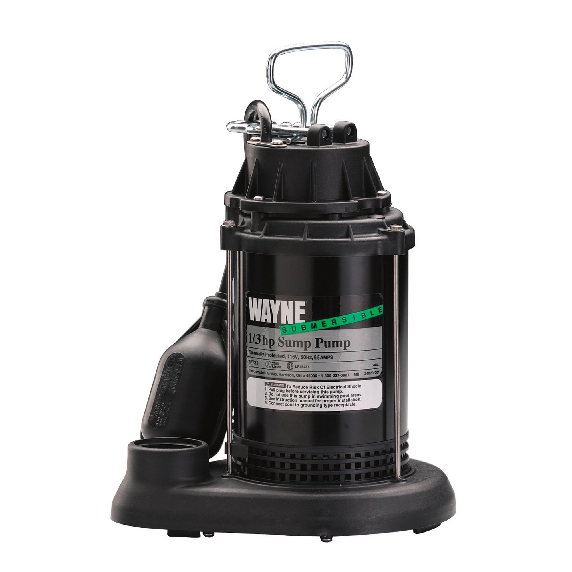 Wayne Submersible Sump Pump — 3300 GPH, 1/3 HP, 1 1/2in., Model# SPT33